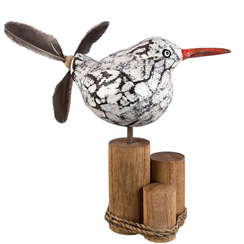 ART-CRAFT Vogel Windspiel mit Feder Propeller als Maritime deko, Balkon-deko oder als Garten-Dekoration und Propeller (Möwe Erna) von ART-CRAFT