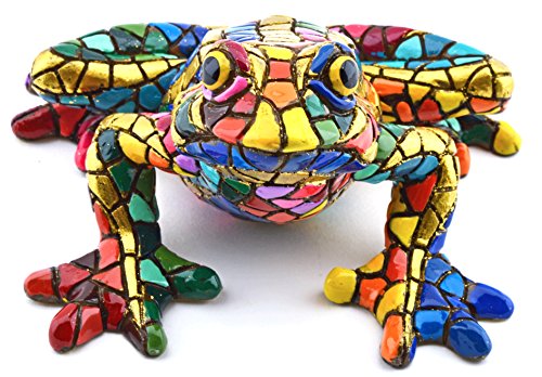 Art Escudellers Dekofiguren mit Mosaikoberfläche, limitierte Auflage, Kunstharz, handbemalt mit modernster Technik, Trencadís im Stil von Gaudí 17 cm - 20 cm Frosch von ART ESCUDELLERS