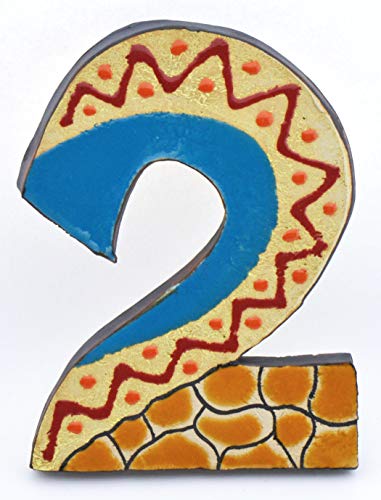 Hausnummern, 2 Zoll, dekorativ, aus Keramik, handgefertigt und handbemalt, mit Foc-Art-Dekoration, mehrfarbig, 16 cm x 12 cm x 1,5 cm von ART ESCUDELLERS