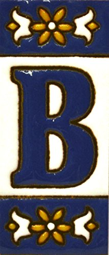 Schilder mit Zahlen und Nummern auf vielfarbiger Keramikkachel. Handgemalte Kordeltechnik fuer Schilder mit Namen, Adressen und Wegweisern. Persoenlich gestaltbarer Text. Design AZUL MINI 7,3 cm x 3 cm (BUCHSTABEN "B"). Schilder mit Zahlen und Nummern auf vielfarbiger Keramikkachel. Handgemalte Kordeltechnik fuer Schilder mit Namen, Adressen und Wegweisern. Persoenlich gestaltbarer Text. Design AZUL MINI 7,3 cm x 3 cm (BUCHSTABEN "B"). von ART ESCUDELLERS