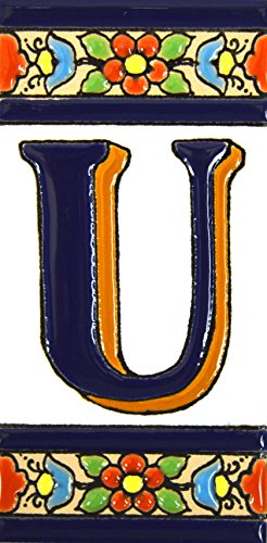 Schilder mit Zahlen und Nummern auf vielfarbiger Keramikkachel. Handgemalte Kordeltechnik fuer Schilder mit Namen, Adressen und Wegweisern. Persoenlich gestaltbarer Text. Design FLORES MEDIANO 10,9cm x 5,4 cm (BUCHSTABEN "U"). Schilder mit Zahlen und Nummern auf vielfarbiger Keramikkachel. Handgemalte Kordeltechnik fuer Schilder mit Namen, Adressen und Wegweisern. Persoenlich gestaltbarer Text. Design FLORES MEDIANO 10,9cm x 5,4 cm (BUCHSTABEN "U"). von ART ESCUDELLERS