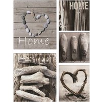 Art For The Home - Home Sweet Home - Leinwandbild Set - 5-er Set Grau - 80x60 cm von ART FOR THE HOME