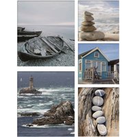 Art For The Home - Strand - Leinwandbild Set - Blau - 5-er Set - 80x60 cm von ART FOR THE HOME