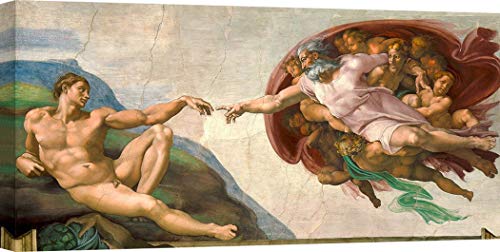 ART PRINT CAFE' - Leinwandbilder - Michelangelo Buonarroti – Die Erschaffung Adams (nach der Restaurierung) – 70x35 cm von ART PRINT CAFE'