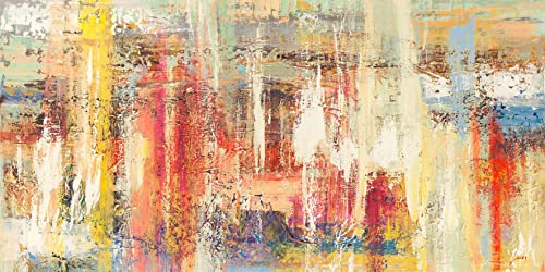 ART PRINT CAFE' – Moderne abstrakte Kunst - Bilder auf Leinwand - Lucas, Reflektierte Farben - 100x50 cm von ART PRINT CAFE'