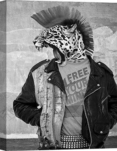 Art Print Cafe - Bilder auf Leinwand - VizLab, Leopard Punk - 70 x 100 cm von ART PRINT CAFE'