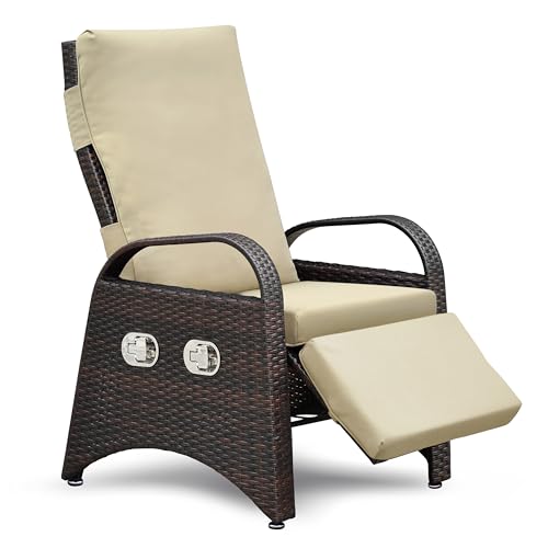 ART TO REAL Relaxsessel mit Liegefunktion gartenmöbel wetterfest,Positionen Höhenverstellbarer Relaxliege Garten,Liegestuhl Balkon Garten Rattan Sessel aus handgewebtem PE-Geflecht von ART TO REAL