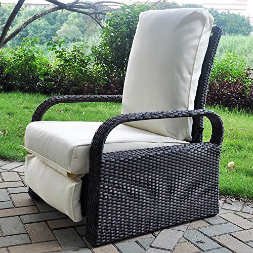 Art to REAL Outdoor-Liegestuhl aus handgewebtem PE-Geflecht, höhenverstellbarer Gartensessel mit Fußstütze und Rückenlehne, Allwetter-Aluminiumrahmen (graues Geflecht + beige Farbe) von ART TO REAL
