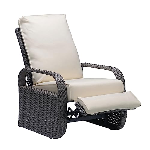 Gartensessel aus Kunstharz, mit Kissen, Terrassenmöbel, automatisches verstellbares Rattan-Sofa, UV-/Verblassen/Wasser/Schweiß/Rostbeständig, einfach zu montieren von ART TO REAL