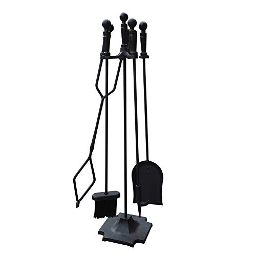 ATR ART TO REAL (81cm) 5-tlg.Kaminbesteck Sets,Rustikales Kaminbesteck Schwarz,Modern Kaminzubehör kamine, öfen & zubehör Kamin-Werkzeug-Set mit Schürhaken, Zange, Schaufel, Besen von ART TO REAL