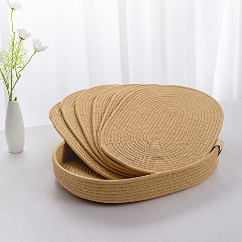 ART pinecone Tischsets 6er Set Oval - Gewebte Boho Bauernhaus Tischmatten für Esstisch für 6, Küche Dekor, Waschbar und Handgefertigt Rustikales Tischzubehör (Oval, Hellbraun) von ART pinecone