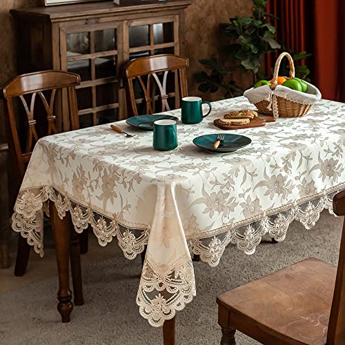 ARTABLE Exquisite Spitze High-End Jacquard Stoff Tischdecke Tischläufer rechteckiges Quadrat optional geeignet für alle Arten von Hausversammlungen und Hochzeiten (Beige, 140 x 240 cm) von ARTABLE