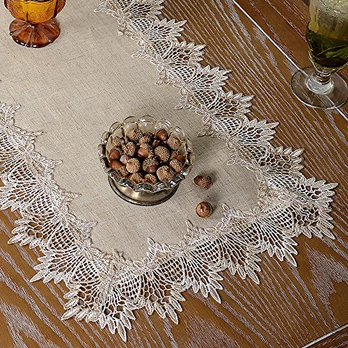 ARTABLE Grauer Tischläufer Kaffee Bauernhaus Rustikaler Makramee Kommode Schal Spitze Kleiner Tischläufer für Küche Zuhause Outdoor Picknick Hochzeit Dekor (Steingrau, 40,6 x 91,4 cm) von ARTABLE