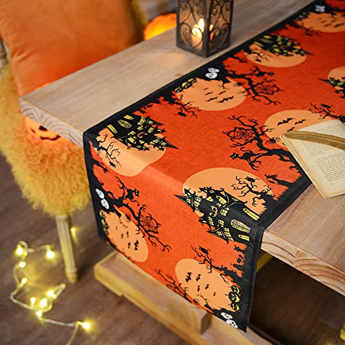 ARTABLE Halloween Tischdecken Tischläufer Quadratische und rechteckige Bedruckte Heimdekoration und Gartendekoration (40 x 180 cm, Halloween) von ARTABLE