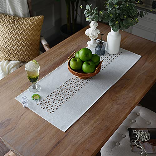 ARTABLE Rechteckige Tischläufer, Stoff, für Zuhause, Garten, Tischläufer mit gut getrimmtem Rand, für Picknicks, drinnen und draußen, Esszimmer, Urlaub, lange Tische (Offwhite, 40,6 x 71,1 cm) von ARTABLE