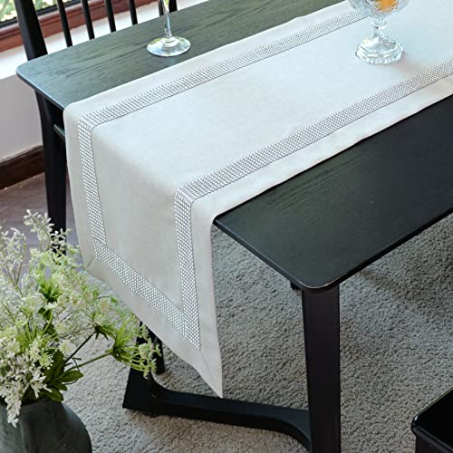 Rechteckige Tischläufer Modernen Tischläufer mit Diamanten Geeignet für Restaurant Hochzeit Kaffee im Freien Partei Urlaub Tisch Verwenden (Hellgrau, 40 x 180 cm) von ARTABLE