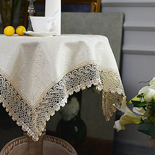 ARTABLE Tischdecken aus Spitze Tischläufer rechteckig Jacquard-Stoff Couchtisch Tischdecken geeignet für Zuhause Party Garten Hochzeit Weihnachten (Golden-2, 85 x 85 cm) von ARTABLE