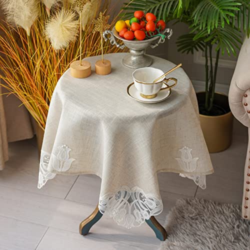 ARTABLE Tischdecken aus Spitze Tischläufer rechteckig Jacquard-Stoff Couchtisch Tischdecken geeignet für Zuhause Party Garten Hochzeit Weihnachten (Lenien, 85 x 85 cm) von ARTABLE