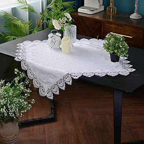 ARTABLE Tischdecken aus Spitze Tischläufer rechteckig Jacquard-Stoff Couchtisch Tischdecken geeignet für Zuhause Party Garten Hochzeit Weihnachten (White-1, 85 x 85 cm) von ARTABLE