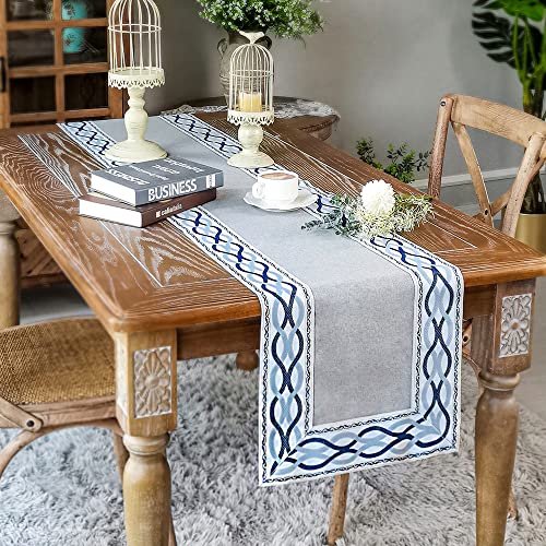 ARTABLE Tischläufer im europäischen Rechteckiger Schal aus Gurtband im Landhausstil für Küche Zuhause Hochzeit Outdoor Indoor Picknick Dekoration (35 x 220 cm, Grey) von ARTABLE