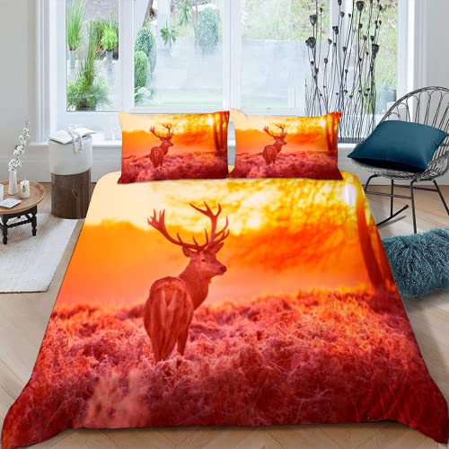 ARTAMA 3D Bettwäsche Set 135x200 cm 3teilig mit Reißverschluss REH Weiche und Angenehme Schlafkomfort Microfaser Bettbezug Waldwiese Kinderbettwäsche mit Kissenbezug 80x80 cm von ARTAMA