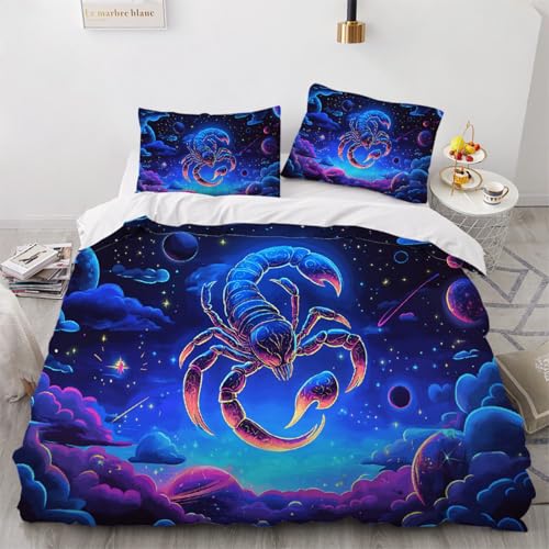 ARTAMA Bettwäsche 155x220 cm Skorpion Bettwäsche Set Jugendliche Jungen Weltraum Bettwaren Sets für Kinder Mikrofaser Bettbezug von ARTAMA