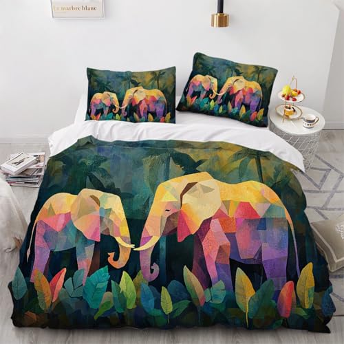 ARTAMA Bettwäsche 200x200 cm Elefantenblätter Bettwaren-Sets für Kinder 3 Teilig Tropisch Microfaser Bettbezug und 2 Kissenbezüge 80x80cm mit Reißverschluss ARTAMA Bettwäsche 200x200 cm Elefantenblätter Bettwaren-Sets für Kinder 3 Teilig Tropisch Microfaser Bettbezug und 2 Kissenbezüge 80x80cm mit Reißverschluss von ARTAMA