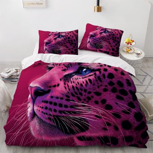 ARTAMA Bettwäsche 220x240 3teilig Leopardentier Bettwäsche-Sets Blaue Augen Bettbezug 3er Set mit 2 Kissenbezüge 80x80 cm, mit Reißverschluss von ARTAMA