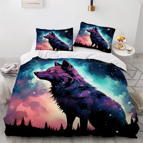 ARTAMA Bettwäsche-Set Jungen Teenager Wolf Tier Dekor Bettdecke Kinder Jugend Waldnachtszene Bettbezug Moderne Schlafzimmer Dekor Trösterbezug Set 155x220cm ARTAMA Bettwäsche-Set Jungen Teenager Wolf Tier Dekor Bettdecke Kinder Jugend Waldnachtszene Bettbezug Moderne Schlafzimmer Dekor Trösterbezug Set 155x220cm von ARTAMA