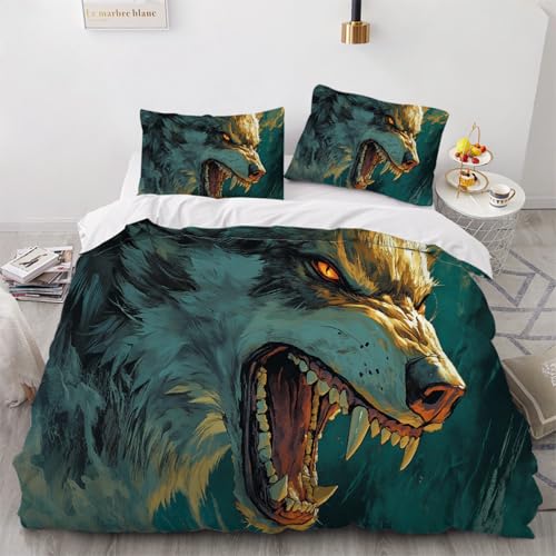 ARTAMA Bettwäsche-Set Wolf 3D-bedrucktes Bettbezug-Set mit Kissenbezug Tier Bettdeckenbezug für Kinderzimmer, Schlafzimmer, Dekoration, Jungen und Mädchen von ARTAMA