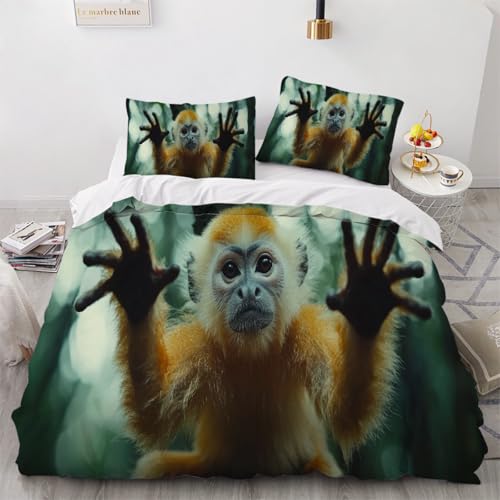 ARTAMA Jungen Goldener AFFE Trösterbezug-Set, Bettwäsche-Set, für Kinder, Mädchen, Jugend Dekor, Moderne Bettbezug Waldtiere Tagesdecke 155x220cm von ARTAMA