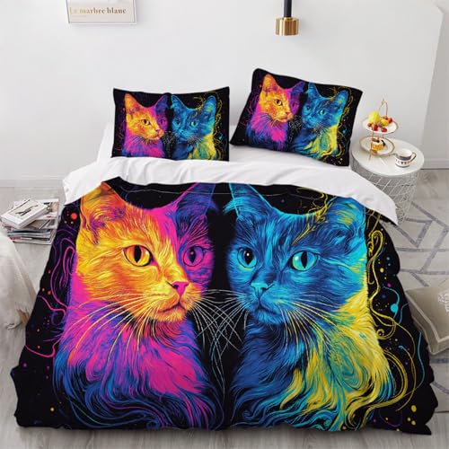 ARTAMA Teens Bettbezug 200x220,Jungen Katze Tier Bettwäsche-Set, Bettwäsche Set 3 Teilig Farbe Tagesdecken Schlafzimmer Dekor ARTAMA Teens Bettbezug 200x220,Jungen Katze Tier Bettwäsche-Set, Bettwäsche Set 3 Teilig Farbe Tagesdecken Schlafzimmer Dekor von ARTAMA