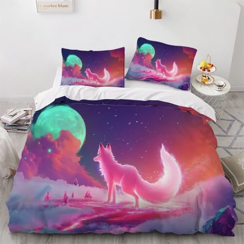ARTAMA Teens Fuchs Mond Wolke Bettbezug 220x240cm Fantasy-Kunst Jungen Bettwäsche-Set,Kinders Tagesdecken, Schlafzimmer Dekor Trösterbezug-Set 3er Set mit 2 Kissenbezüge 80x80 cm, mit Reißverschluss ARTAMA Teens Fuchs Mond Wolke Bettbezug 220x240cm Fantasy-Kunst Jungen Bettwäsche-Set,Kinders Tagesdecken, Schlafzimmer Dekor Trösterbezug-Set 3er Set mit 2 Kissenbezüge 80x80 cm, mit Reißverschluss von ARTAMA