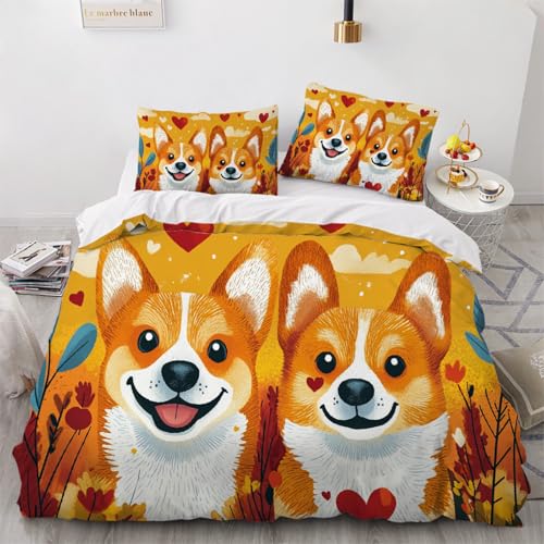 ARTAMA Tröster Cover für Jungen Teens Kinder Corgi Dekor Bettwäsche Set, Tier Hund Bettbezug Tagesdecke Cover Modern Bettdeckenbezug 200x200cm von ARTAMA