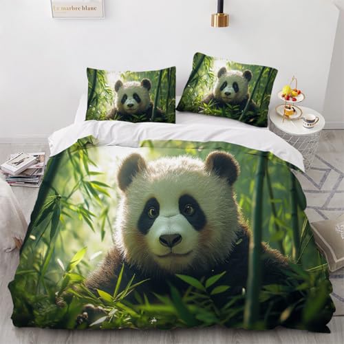 ARTAMA Trösterbezug-Set, Jungen Bettwäsche Panda-Tier Bettbezug, Weiche Bambuswald Natur Bettwäsche-Sets Für Kinder Bettwäsche,220x240cm von ARTAMA