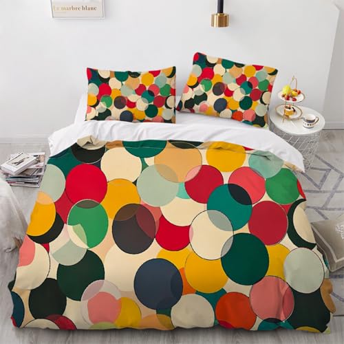 Bettwäsche 155x220 cm Farbige Kreise Bettwaren-Sets für Kinder 3 Teilig Tupfen Microfaser Bettbezug und 2 Kissenbezüge 80x80cm mit Reißverschluss von ARTAMA
