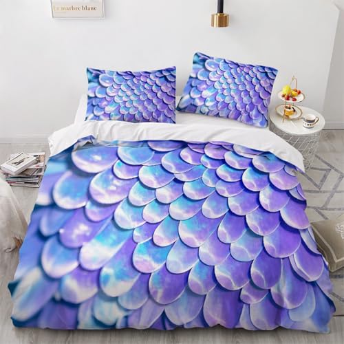 Bettwäsche 200x200 3teilig Fisch Bettwäsche-Sets Abstrakte Tiere Bettbezug 3er Set mit 2 Kissenbezüge 80x80 cm, mit Reißverschluss von ARTAMA