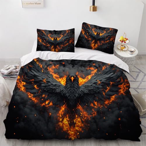 Bettwäsche Adlerflamme 220x240cm Bettbezug 3teilig Microfaser Bettwäsche Set Abstrakter Vogel Bettdeckenbezug Modern Deckenbezug Bettwaesche von ARTAMA