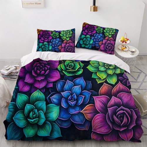 Bettwäsche Blume 220x240cm Bettbezug 3teilig Microfaser Bettwäsche Set Anlage Bettdeckenbezug Modern Deckenbezug Bettwaesche von ARTAMA