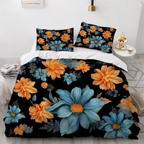 Bettwäsche-Set Blume Bettbezug 220x240cm mit Kissenbezug 80x80cm Natürliche Pflanzen Drucken Trösterbezug-Set Soft für Damen Jungen Kinder Bettbezug von ARTAMA
