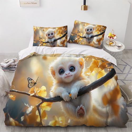 Bettwäsche-Set Goldener AFFE Bettbezug 200x220cm mit Kissenbezug 80x80cm Schmetterling Blätter Herbst Drucken Trösterbezug-Set Soft für Damen Jungen Kinder Bettbezug Bettwäsche-Set Goldener AFFE Bettbezug 200x220cm mit Kissenbezug 80x80cm Schmetterling Blätter Herbst Drucken Trösterbezug-Set Soft für Damen Jungen Kinder Bettbezug von ARTAMA