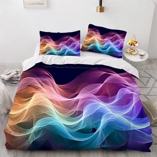 Bettwäsche-Set Jungen Teenager Farbige Linien Dekor Bettdecke Kinder Jugend Abstrakte Kunst Bettbezug Moderne Schlafzimmer Dekor Trösterbezug Set 200x220cm von ARTAMA