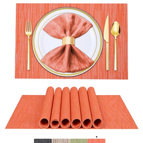 ARTAND Platzsets Abwaschbar 4er Set Vinyl Tischsets für Esstisch Küchen Platzset Dauerhaft PlatzdeckenTischzubehör -4er Set, 06 Orange ARTAND Platzsets Abwaschbar 4er Set Vinyl Tischsets für Esstisch Küchen Platzset Dauerhaft PlatzdeckenTischzubehör -4er Set, 06 Orange von ARTAND