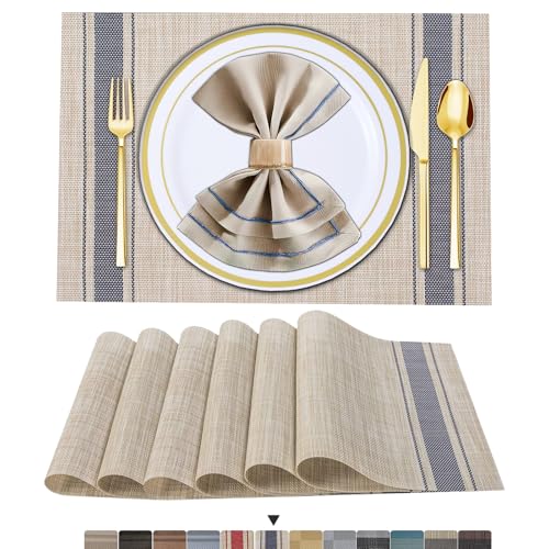 ARTAND Platzsets Abwaschbar 6er Set Vinyl Tischsets für Esstisch Küchen Platzset Dauerhaft PlatzdeckenTischzubehör -6er Set, 01 Blau ARTAND Platzsets Abwaschbar 6er Set Vinyl Tischsets für Esstisch Küchen Platzset Dauerhaft PlatzdeckenTischzubehör -6er Set, 01 Blau von ARTAND