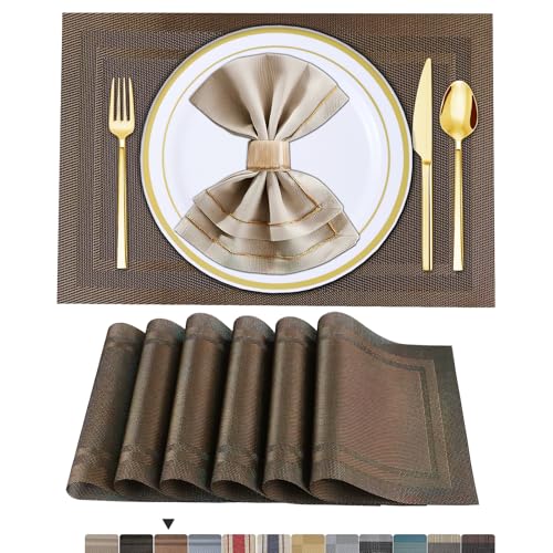 ARTAND Platzsets Abwaschbar 6er Set Vinyl Tischsets für Esstisch Küchen Platzset Dauerhaft PlatzdeckenTischzubehör -6er Set, 01 Braun ARTAND Platzsets Abwaschbar 6er Set Vinyl Tischsets für Esstisch Küchen Platzset Dauerhaft PlatzdeckenTischzubehör -6er Set, 01 Braun von ARTAND