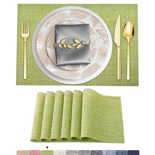 ARTAND Platzsets Abwaschbar 6er Set Vinyl Tischsets für Esstisch Küchen Platzset Dauerhaft PlatzdeckenTischzubehör -6er Set, 02 Grün ARTAND Platzsets Abwaschbar 6er Set Vinyl Tischsets für Esstisch Küchen Platzset Dauerhaft PlatzdeckenTischzubehör -6er Set, 02 Grün von ARTAND