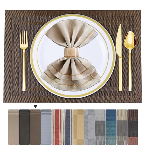 ARTAND Platzsets Abwaschbar 8er Set Vinyl Tischsets für Esstisch Küchen Platzset Dauerhaft PlatzdeckenTischzubehör -8er Set, 01 Braun ARTAND Platzsets Abwaschbar 8er Set Vinyl Tischsets für Esstisch Küchen Platzset Dauerhaft PlatzdeckenTischzubehör -8er Set, 01 Braun von ARTAND