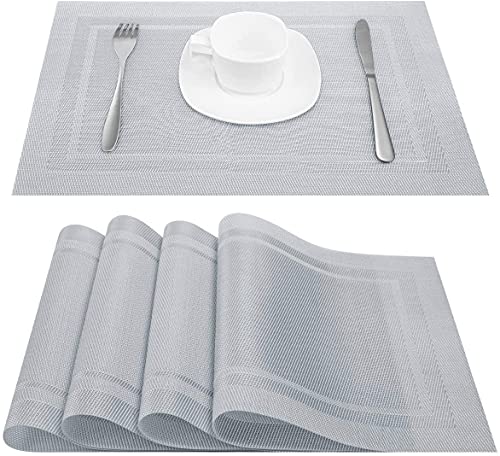 ARTAND Platzsets Abwaschbar 8er Set Vinyl Tischsets für Esstisch Küchen Platzset Dauerhaft PlatzdeckenTischzubehör -8er Set, 01 Silber ARTAND Platzsets Abwaschbar 8er Set Vinyl Tischsets für Esstisch Küchen Platzset Dauerhaft PlatzdeckenTischzubehör -8er Set, 01 Silber von ARTAND