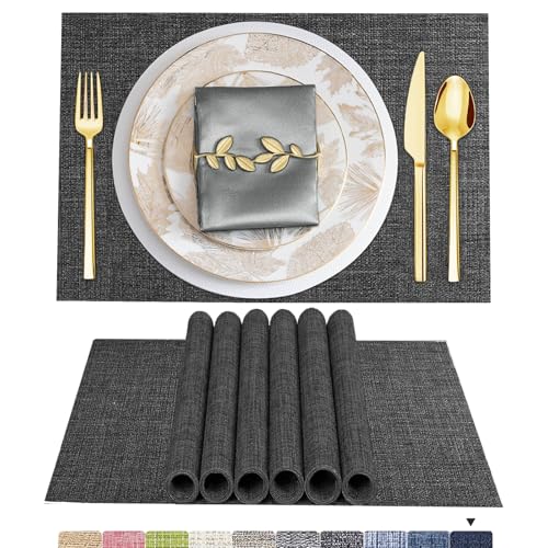 ARTAND Platzsets Abwaschbar 8er Set Vinyl Tischsets für Esstisch Küchen Platzset Dauerhaft PlatzdeckenTischzubehör -8er Set, 02 Dunkel Grau ARTAND Platzsets Abwaschbar 8er Set Vinyl Tischsets für Esstisch Küchen Platzset Dauerhaft PlatzdeckenTischzubehör -8er Set, 02 Dunkel Grau von ARTAND
