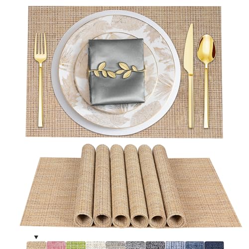 ARTAND Platzsets Abwaschbar 8er Set Vinyl Tischsets für Esstisch Küchen Platzset Dauerhaft PlatzdeckenTischzubehör -8er Set, 02 Grün von ARTAND